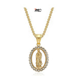 Colar com medalha da Virgem Maria e cristais