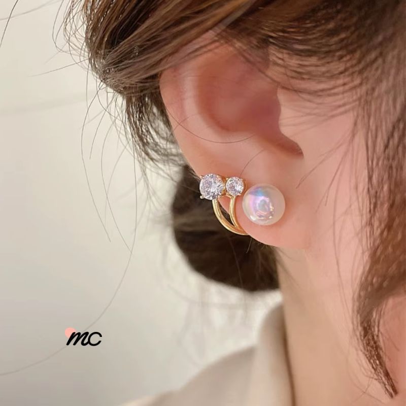 Aretes Banados En Oro con Perla Maria Chic