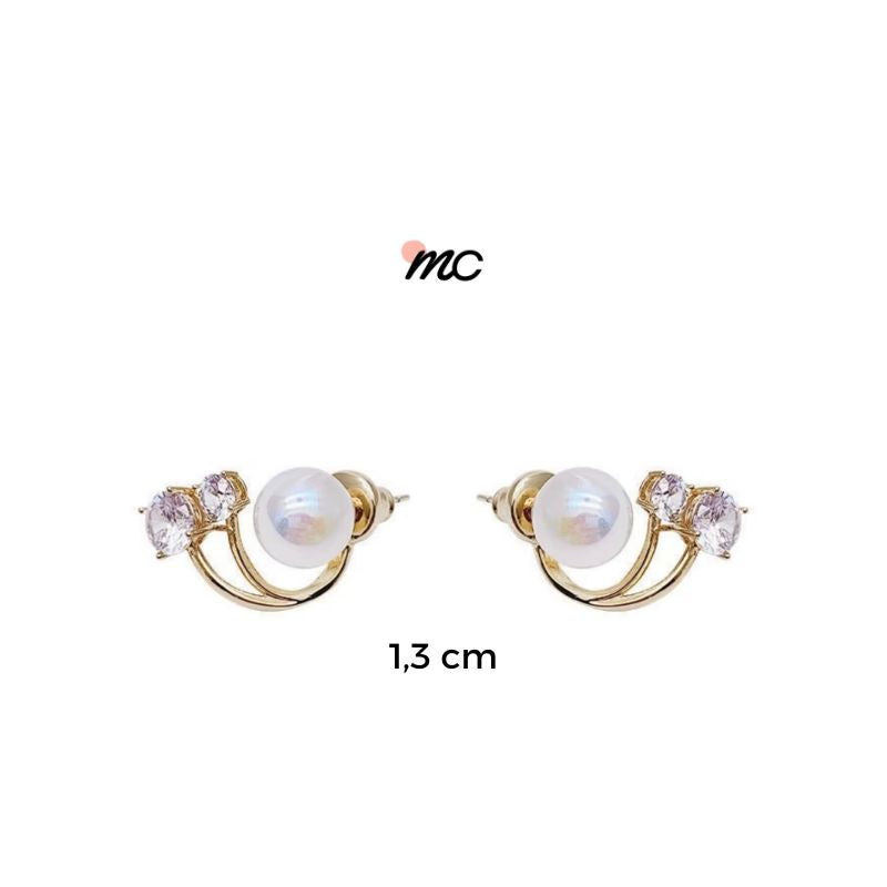 Aretes Banados En Oro con Perla Maria Chic