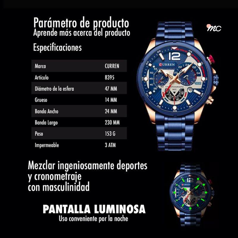 En Maria Chic Reloj Curren 8395 con Cronógrafo en Acero Inoxi