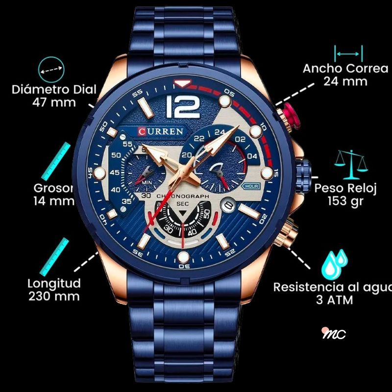 En Maria Chic Reloj Curren 8395 con Cronógrafo en Acero Inoxi