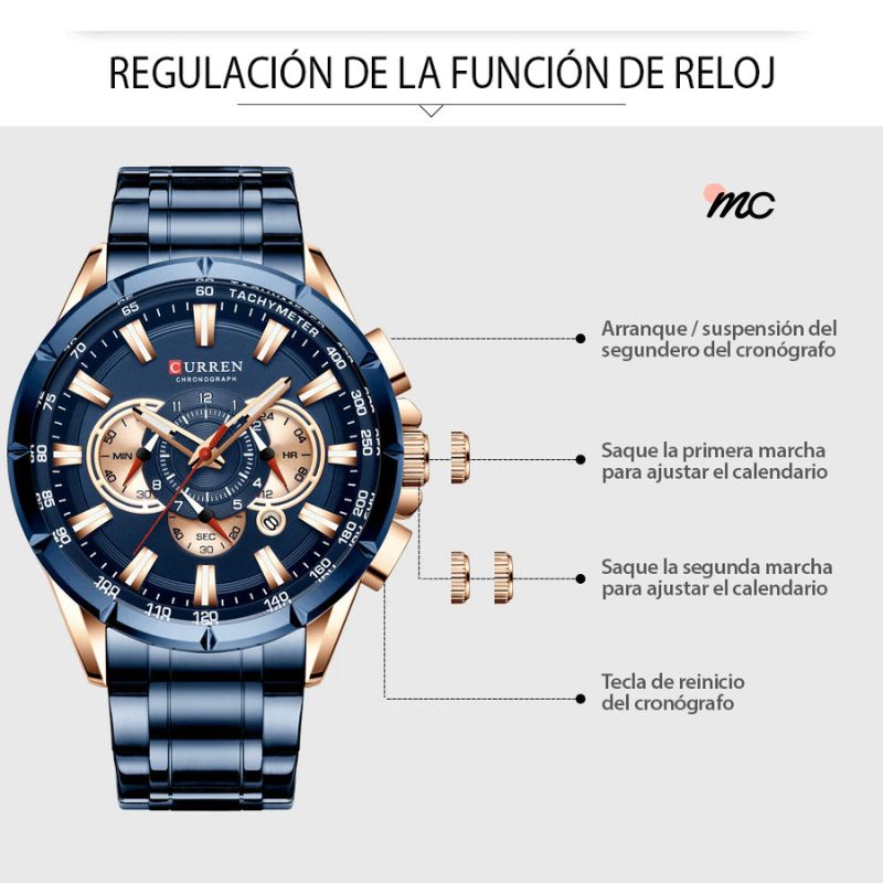 En Maria Chic Reloj Curren 8395 con Cronógrafo en Acero Inoxi